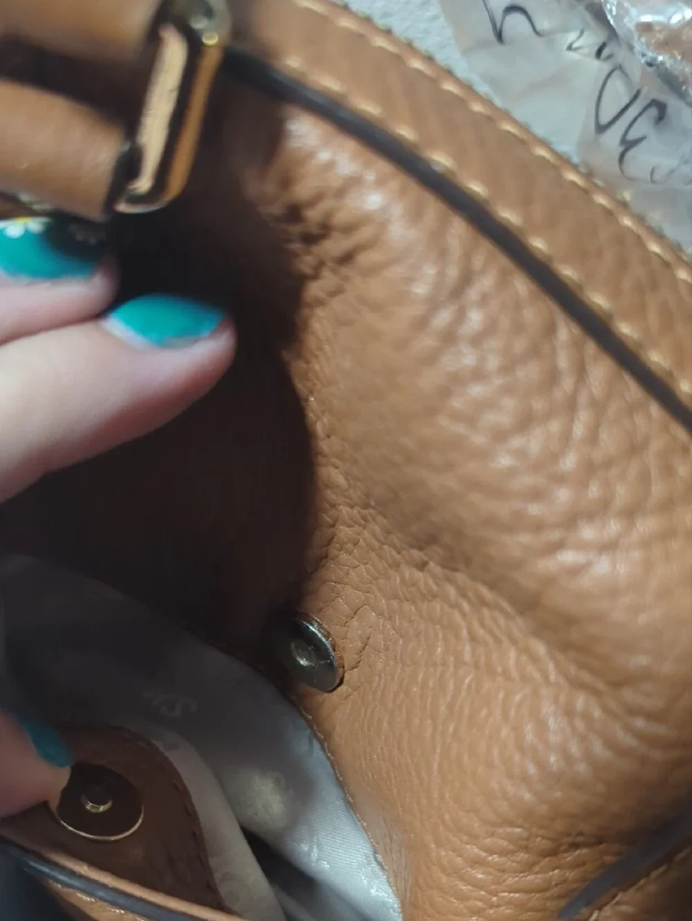 Michael Kors Cognac Pebbled Leather Satchel - Picture 8 of 10